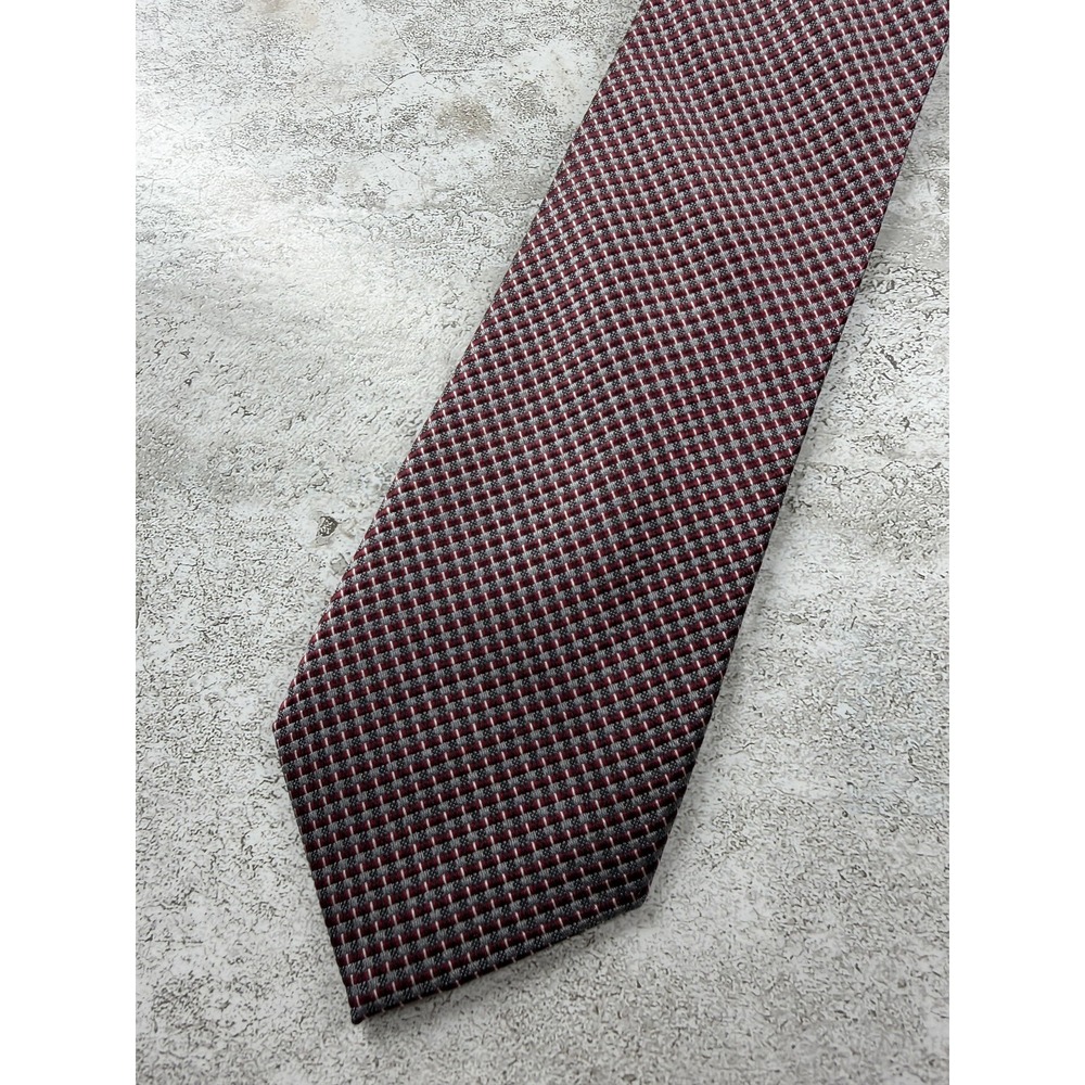 Pronto Uomo Tie Mens One Size Red 100% Silk Pointed Plaids & Checks Necktie